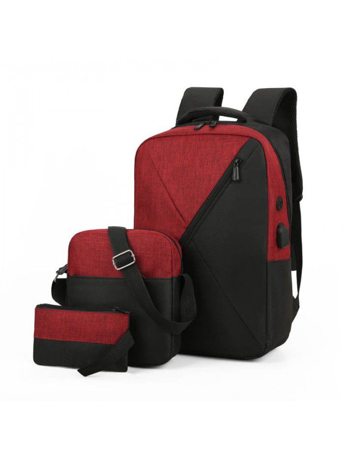 New three piece computer backpack Oxford spinning schoolbag men's and women's multifunctional backpack Korean Business Bag Fashion