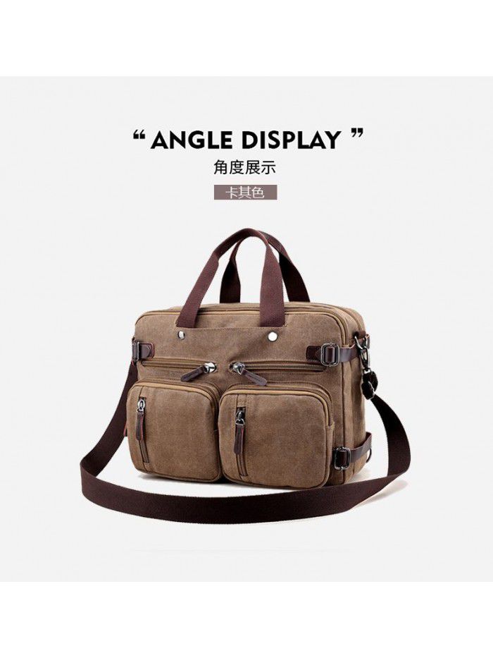 Cross border source Leisure Canvas Shoulder Bag business three purpose computer bag travel large capacity backpack small