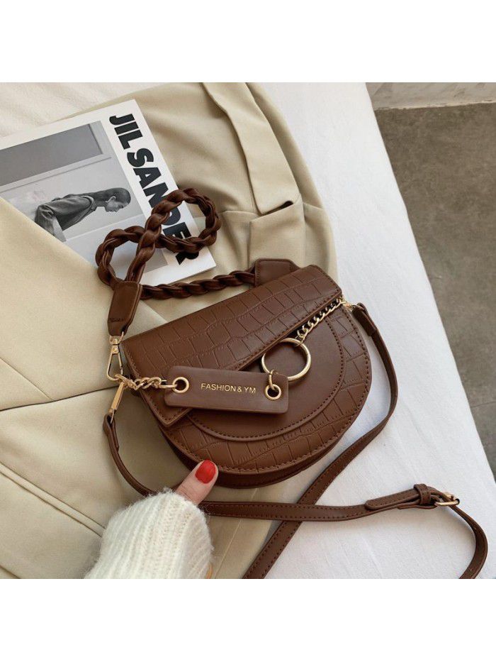  Spring Fashion Korean crocodile bag women's one shoulder cross body fashion leisure chain saddle bag