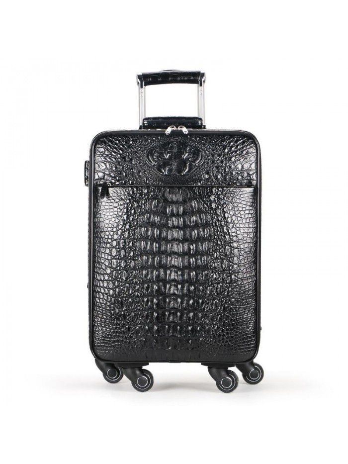 Men's crocodile leather Trolley Case universal wheel multi-functional leather luggage custom wholesale business leisure travel case