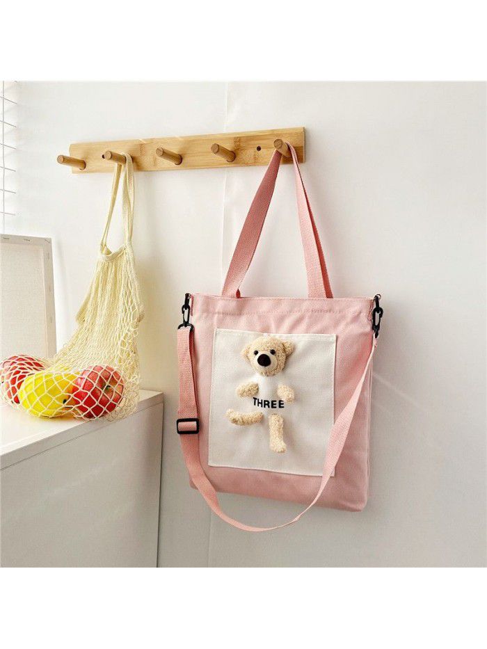  new single shoulder bag trend sweet Messenger Handbag Korean high capacity canvas women's bag