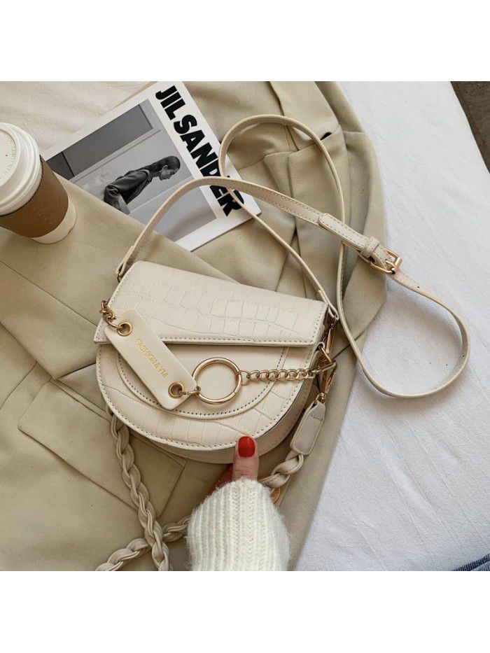  Spring Fashion Korean crocodile bag women's one shoulder cross body fashion leisure chain saddle bag