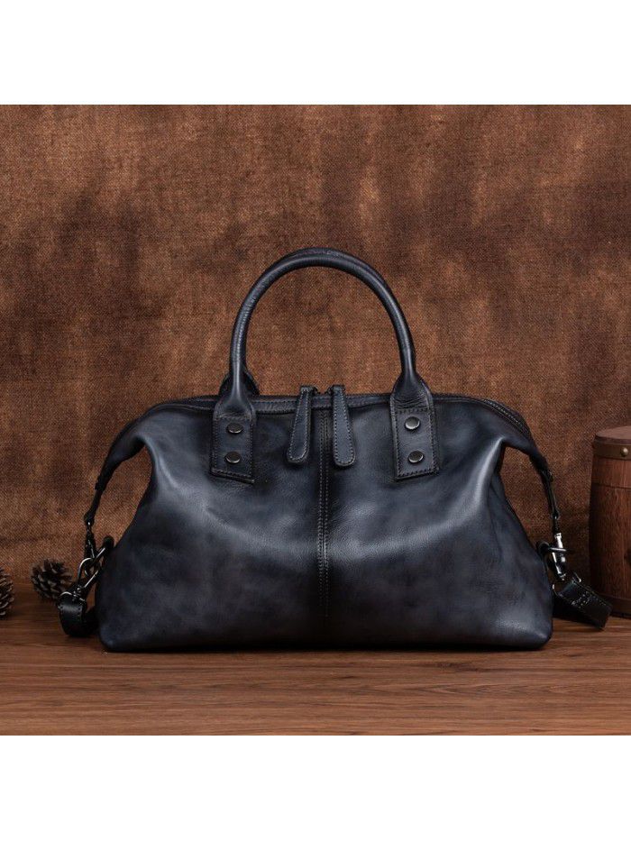  new European and American retro women's bag top leather women's handbag color wipe Single Shoulder Messenger Bag Large Capacity