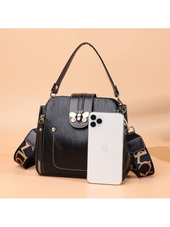 European and American fashion leather women's bag head layer cow leather Single Shoulder Messenger Bag women's large capacity women's handbag support customization