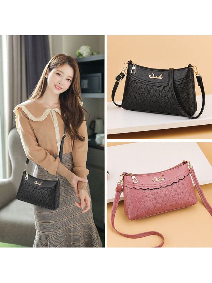 New 2020 embossed satchel middle aged women's bag fashion trend women's mother's bag single shoulder small square bag women's straddle bag