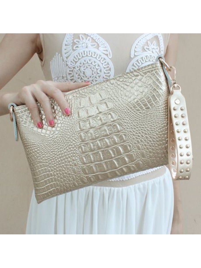 Crocodile handbag women's handbag 2019 new leather European and American fashion handbag One Shoulder Messenger Bag