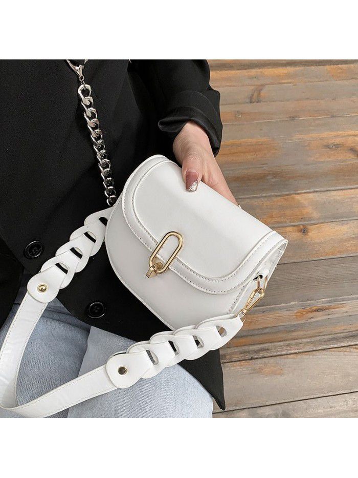 Fashion women's bag 2021 new spring and summer half round saddle bag personalized shoulder strap women's single shoulder bag Pu women's bag