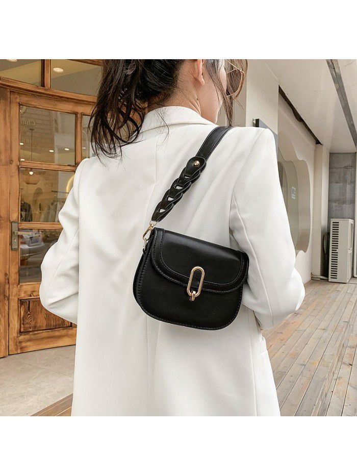 Fashion women's bag 2021 new spring and summer half round saddle bag personalized shoulder strap women's single shoulder bag Pu women's bag