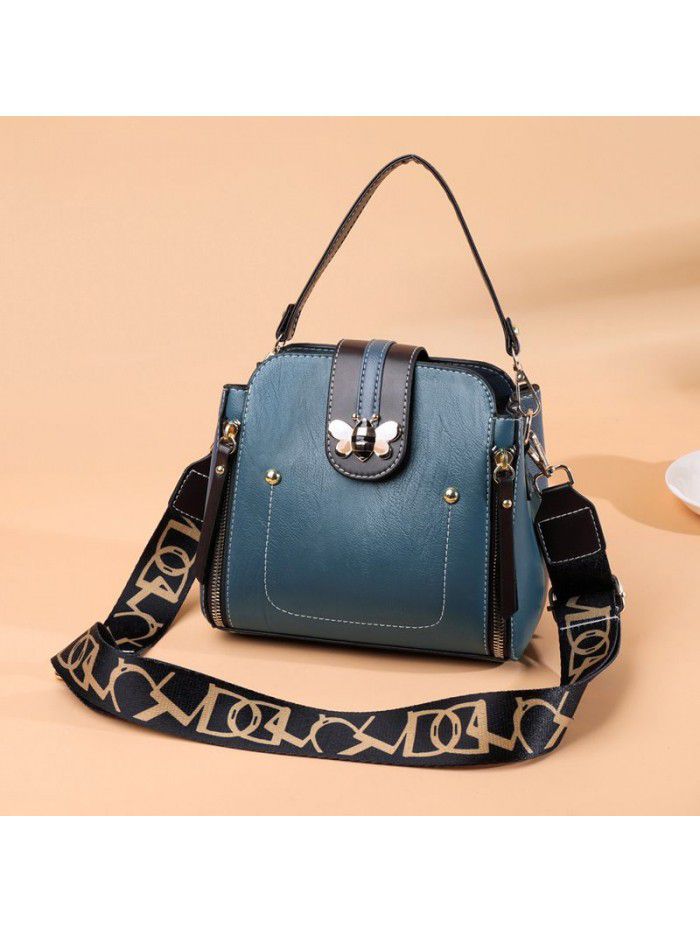 European and American fashion leather women's bag head layer cow leather Single Shoulder Messenger Bag women's large capacity women's handbag support customization