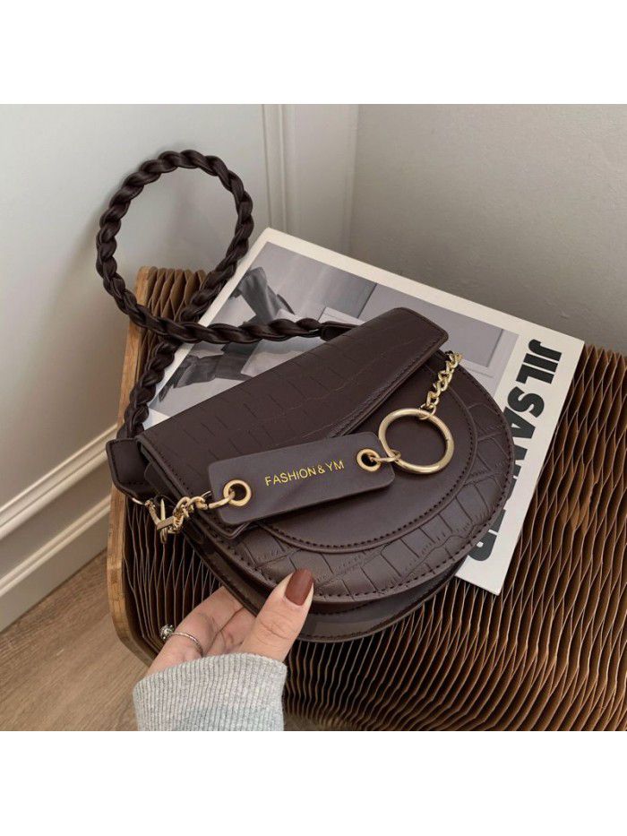  Spring Fashion Korean crocodile bag women's one shoulder cross body fashion leisure chain saddle bag