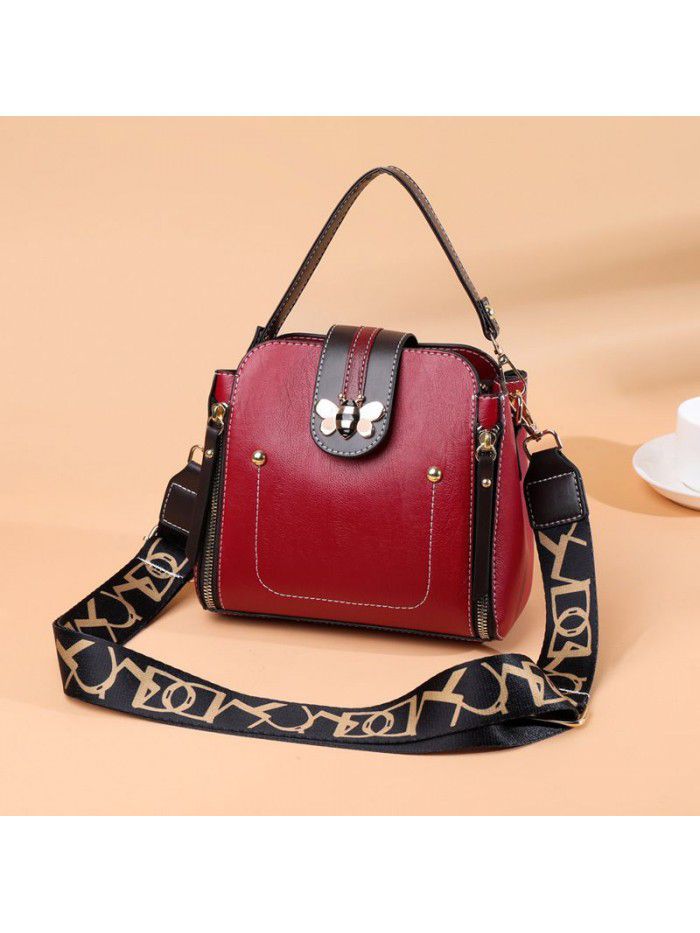 European and American fashion leather women's bag head layer cow leather Single Shoulder Messenger Bag women's large capacity women's handbag support customization