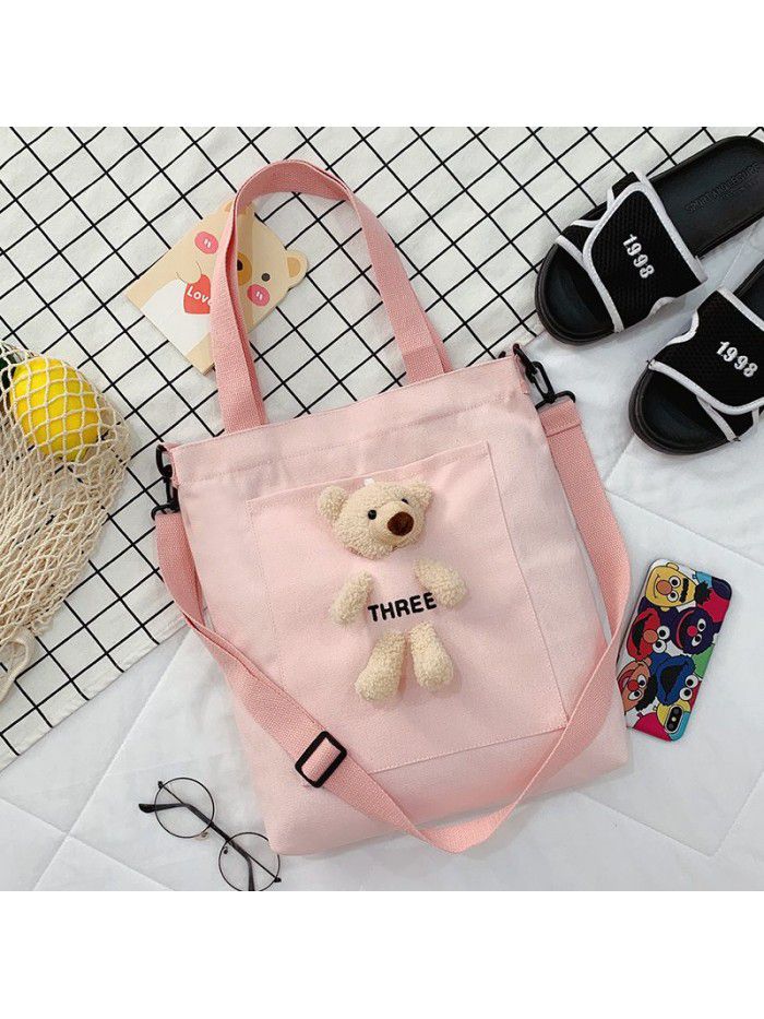  new single shoulder bag trend sweet Messenger Handbag Korean high capacity canvas women's bag