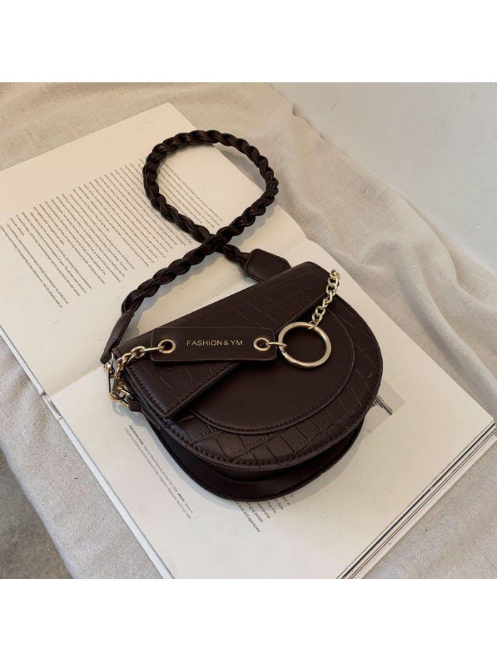  Spring Fashion Korean crocodile bag women's one shoulder cross body fashion leisure chain saddle bag