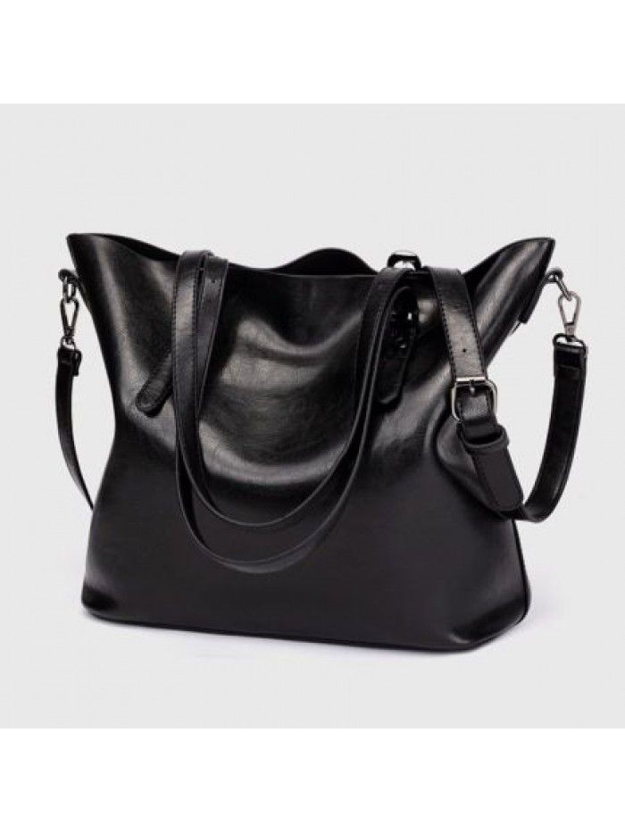 Cross border new oil wax leather women's bag Amazon Women's Bucket Bag retro handbag One Shoulder Messenger Bag h867