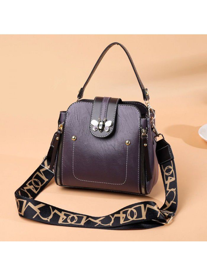 European and American fashion leather women's bag head layer cow leather Single Shoulder Messenger Bag women's large capacity women's handbag support customization