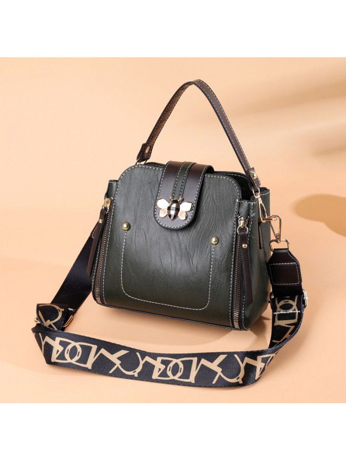 European and American fashion leather women's bag head layer cow leather Single Shoulder Messenger Bag women's large capacity women's handbag support customization