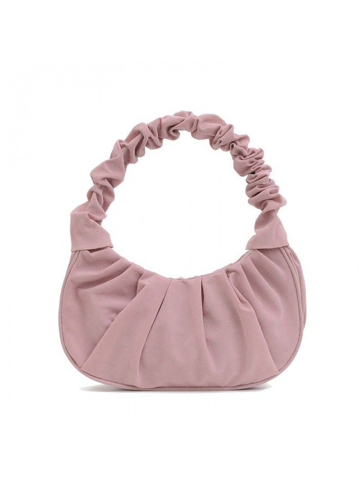 Underarm bag women 2020 winter new fashion retro frosted stick bag women's pleated portable shoulder bag