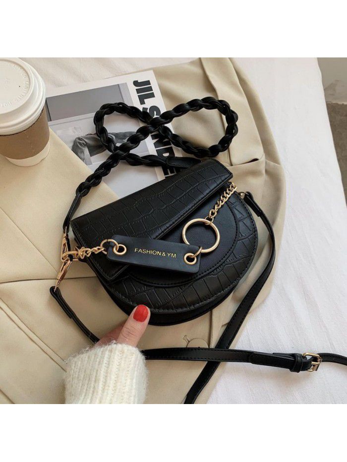  Spring Fashion Korean crocodile bag women's one shoulder cross body fashion leisure chain saddle bag