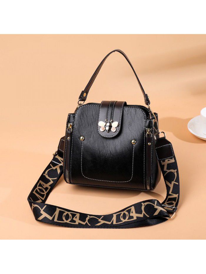 European and American fashion leather women's bag head layer cow leather Single Shoulder Messenger Bag women's large capacity women's handbag support customization