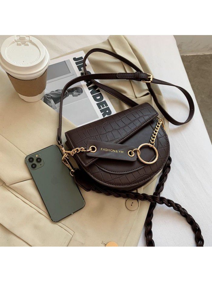  Spring Fashion Korean crocodile bag women's one shoulder cross body fashion leisure chain saddle bag