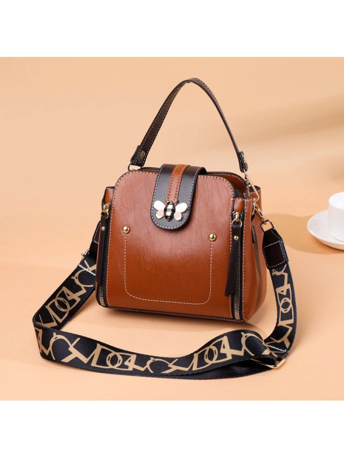 European and American fashion leather women's bag head layer cow leather Single Shoulder Messenger Bag women's large capacity women's handbag support customization