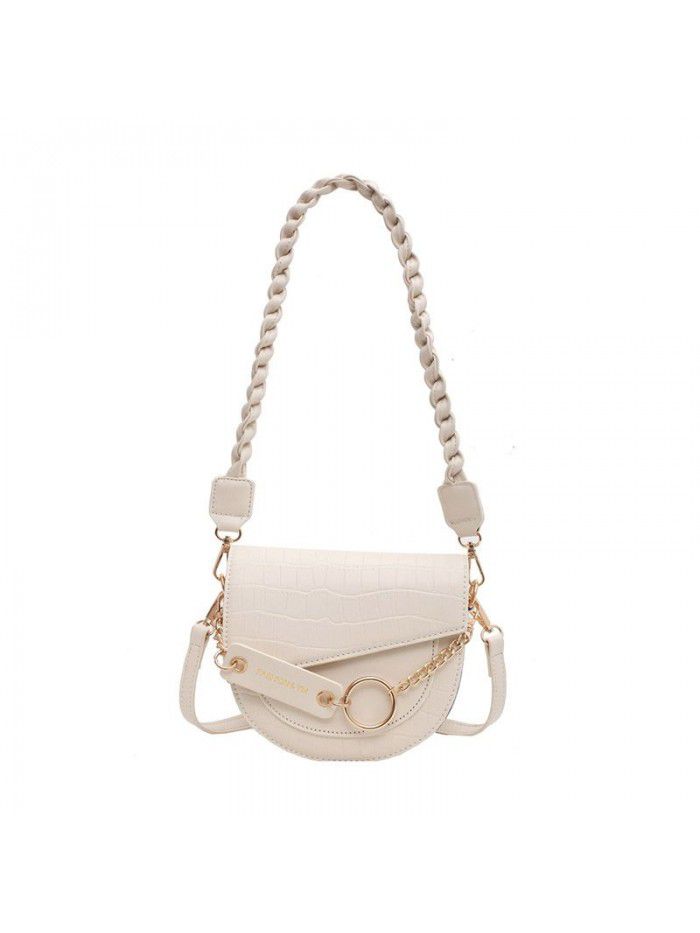  Spring Fashion Korean crocodile bag women's one shoulder cross body fashion leisure chain saddle bag