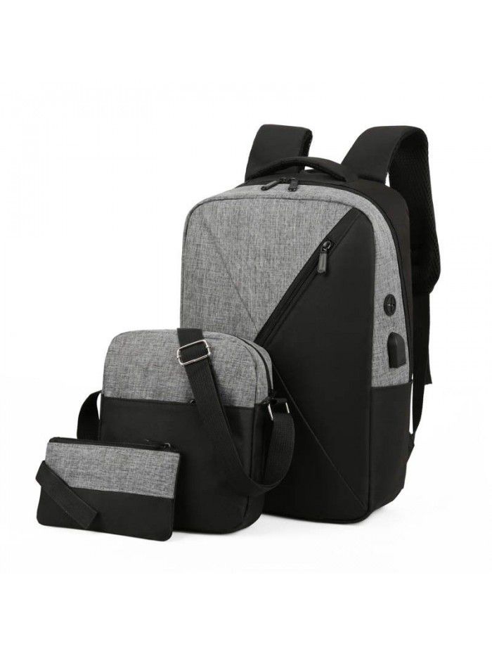 New three piece computer backpack Oxford spinning schoolbag men's and women's multifunctional backpack Korean Business Bag Fashion