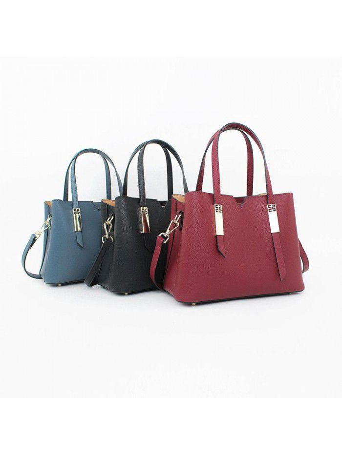 new women's Leather One Shoulder Messenger Handbag cross border fashion bag cowhide Tote Handbag