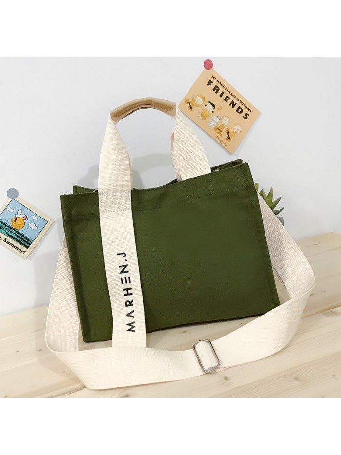 Autumn and winter 2020 new canvas large capacity women's handbag comfortable broadband solid Japanese style shoulder bag