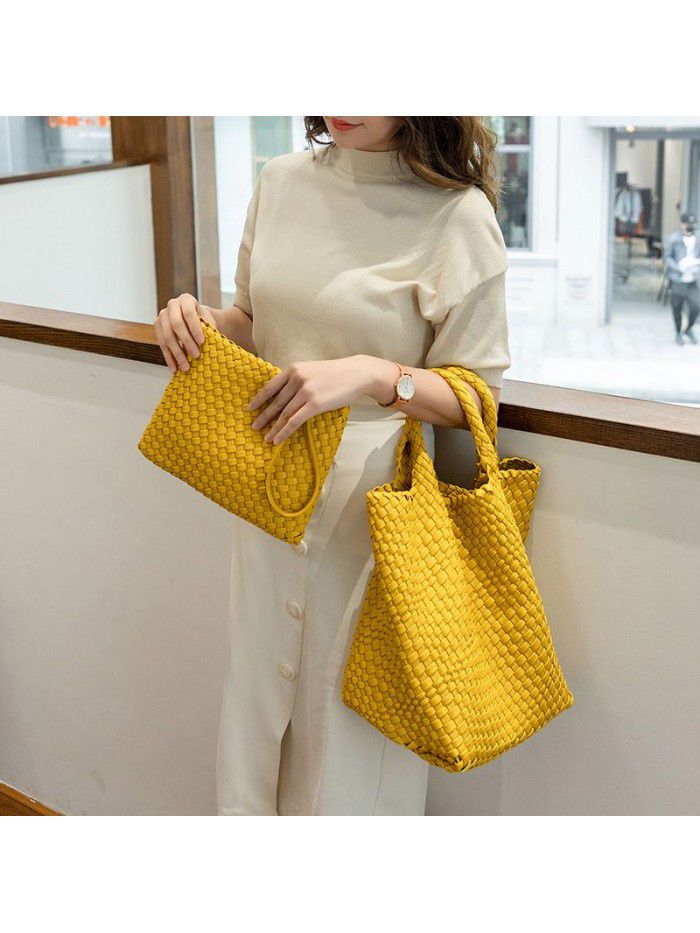 Hand woven Tote women's bag 2020 new fashion bag leisure large capacity woven shoulder bag handle mother bag