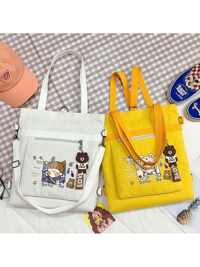 New 2020 messenger canvas bag: Korean multi-purpose shoulder bag large capacity schoolgirl tutorial bag