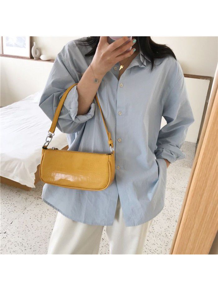 Cross border new fashion trend underarm bag Korean style simple pillow bag embossed shoulder bag one for women