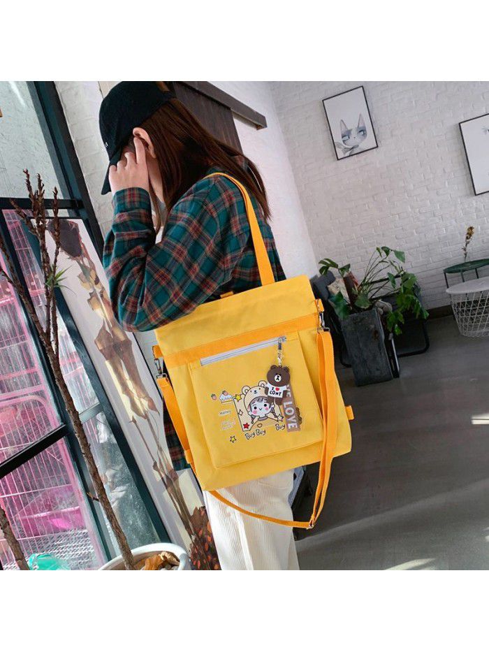 New 2020 messenger canvas bag: Korean multi-purpose shoulder bag large capacity schoolgirl tutorial bag