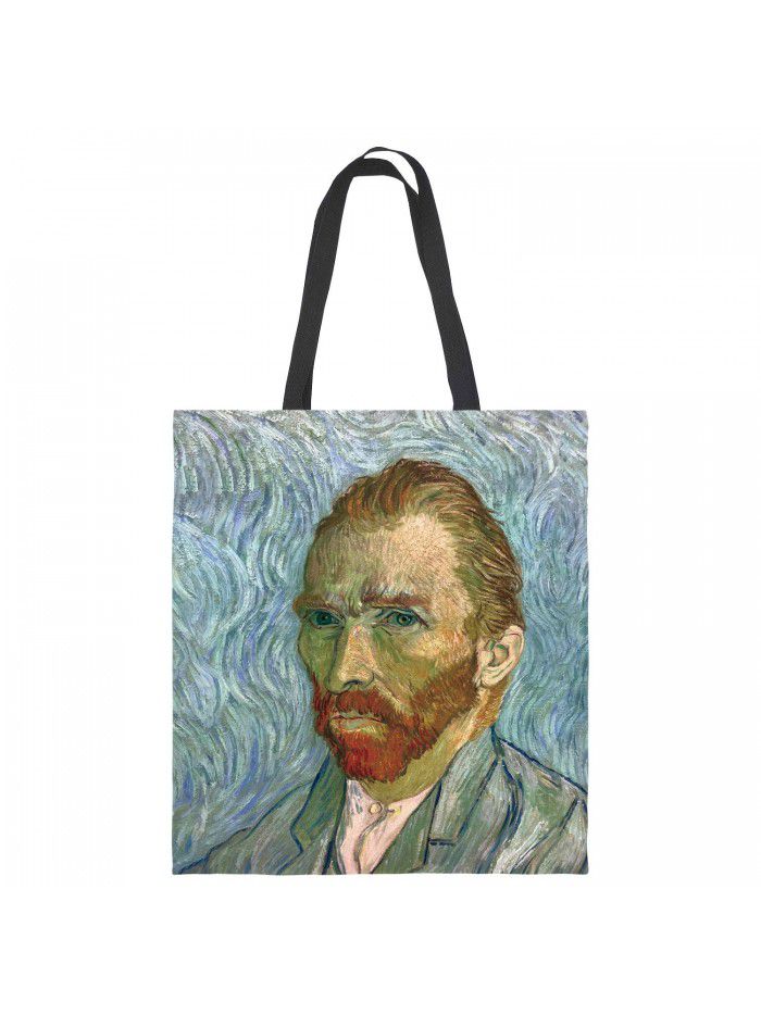 new van Gogh starry sky oil painting tote bag lady canvas bag beach bag cross border wholesale