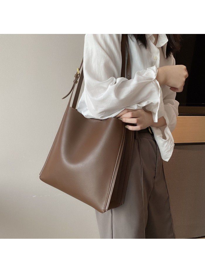 Korean fashion tote bag large capacity bag 2021 new fashion messenger bag women's single shoulder computer bag cowhide women's bag