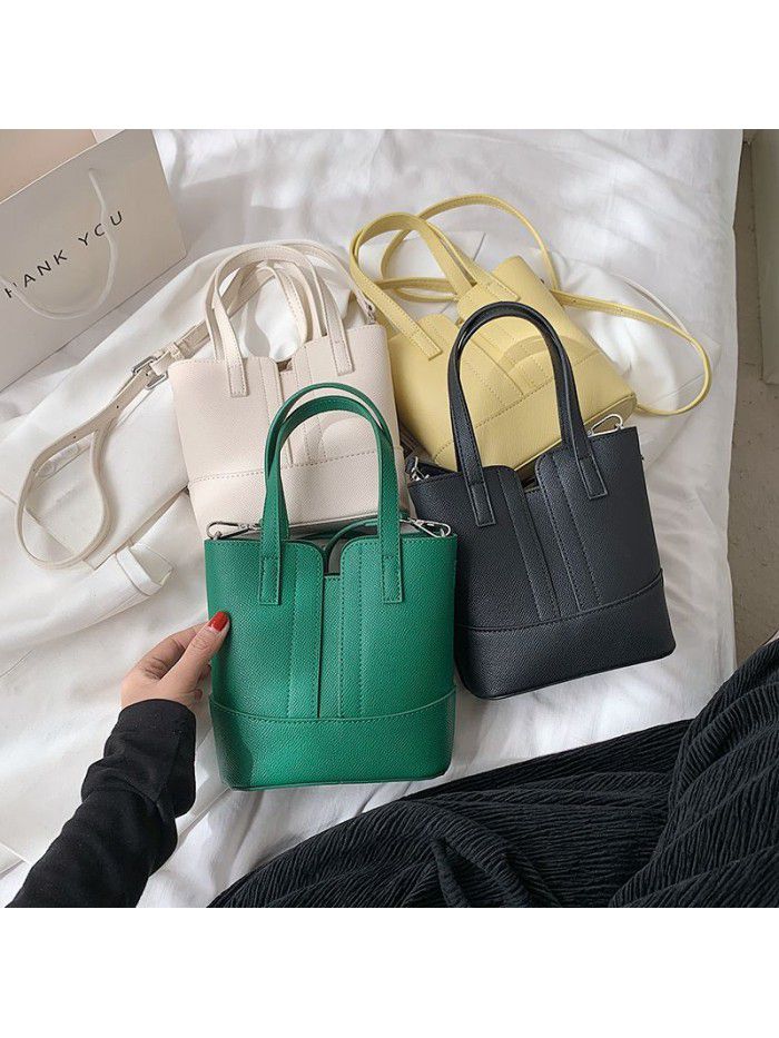 Fashion tote bucket women's bag 2021 new fashion One Shoulder Messenger Bag niche design portable bucket women's bag