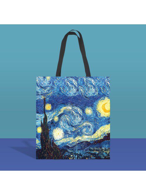 new van Gogh starry sky oil painting tote bag lady...