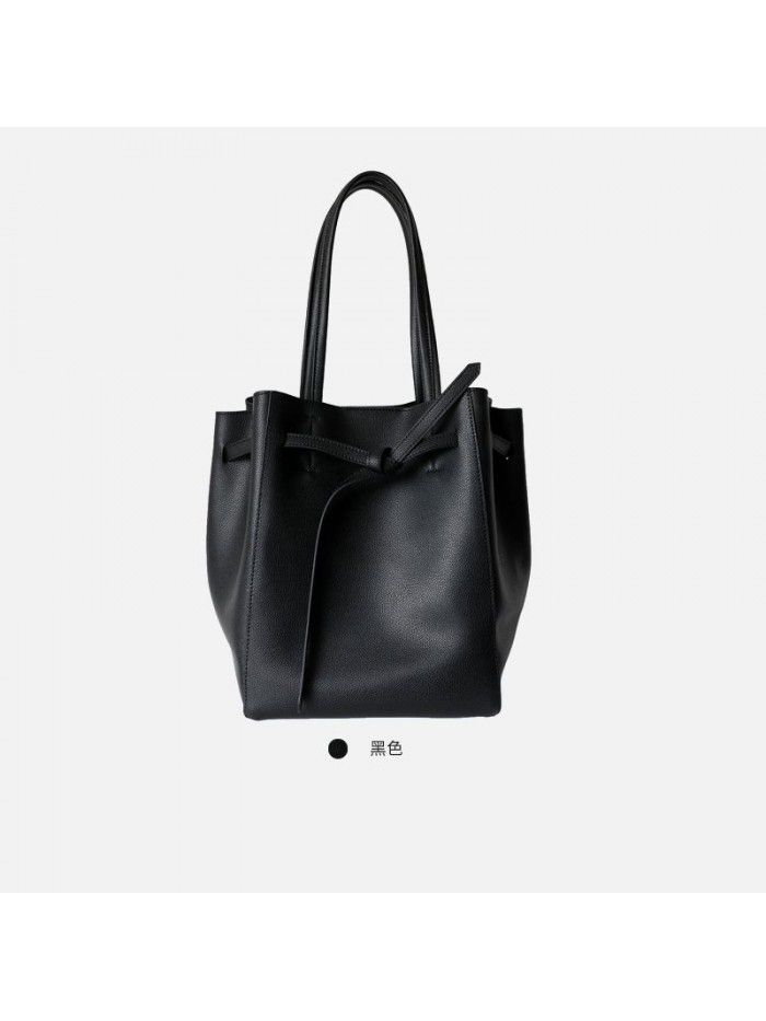  new leather large capacity commuter Tote Bag Leather shopping bag portable one shoulder women's Bag Drawstring wing bag