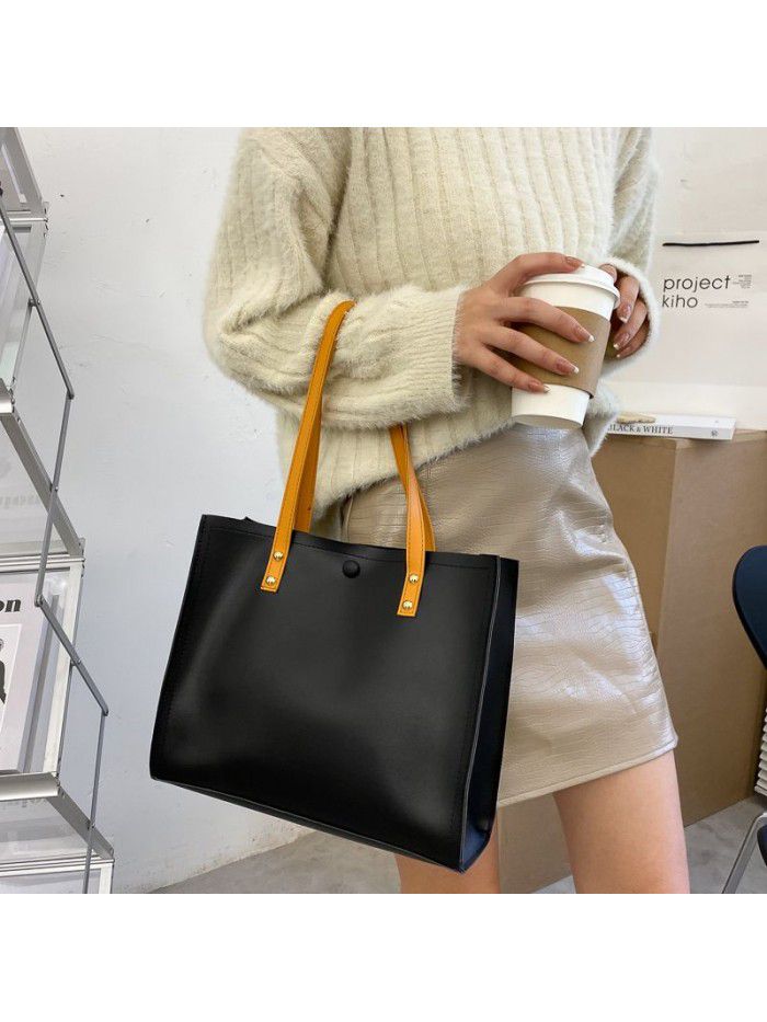 Large capacity bag women's 2020 new fashion net red ins women's single shoulder bag color contrast portable Tote Bag