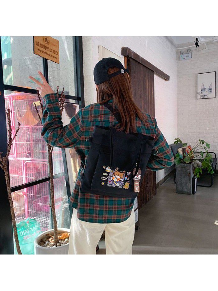 New 2020 messenger canvas bag: Korean multi-purpose shoulder bag large capacity schoolgirl tutorial bag