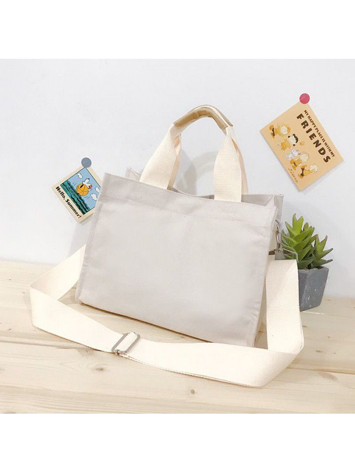 Autumn and winter 2020 new canvas large capacity women's handbag comfortable broadband solid Japanese style shoulder bag