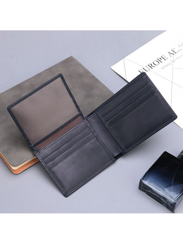 Cross border supply of leather wallet men's wallet short Retro Leather Wallet customized logo