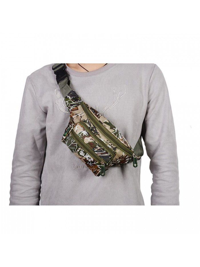 Camouflage men's waist bag large capacity outdoor sports mobile phone waist bag multi function men's chest bag logo printing