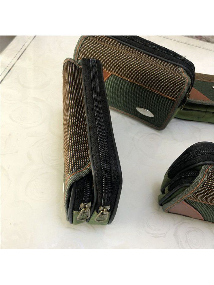 Men wear belt Mobile Phone Bag Canvas horizontal version zipper mobile phone waist bag site work waist bag manufacturer wholesale