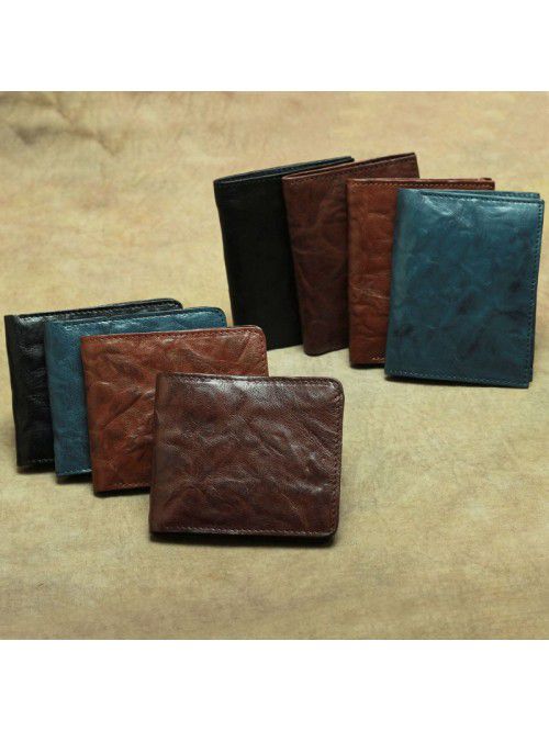 Hand made leather wallet simple Retro Old Leather ...
