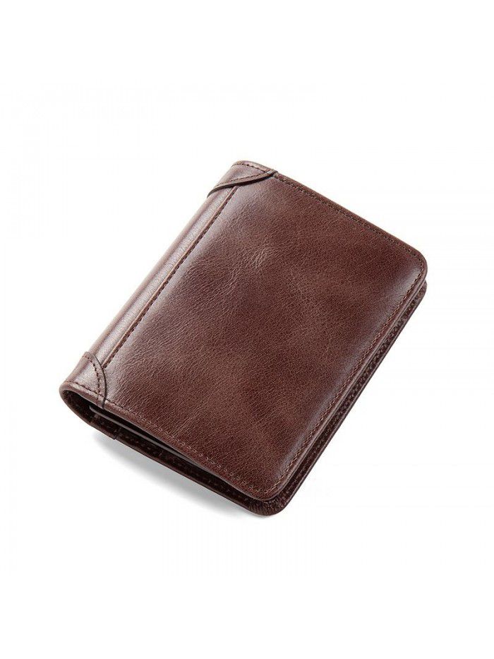 Men's Leather Wallet ultra thin anti theft brush vertical 2020 new card bag men's Leather Wallet