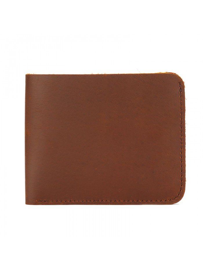 Foreign trade source crazy horse skin men's wallet leather horizontal short head leather wallet retro leisure wallet wholesale