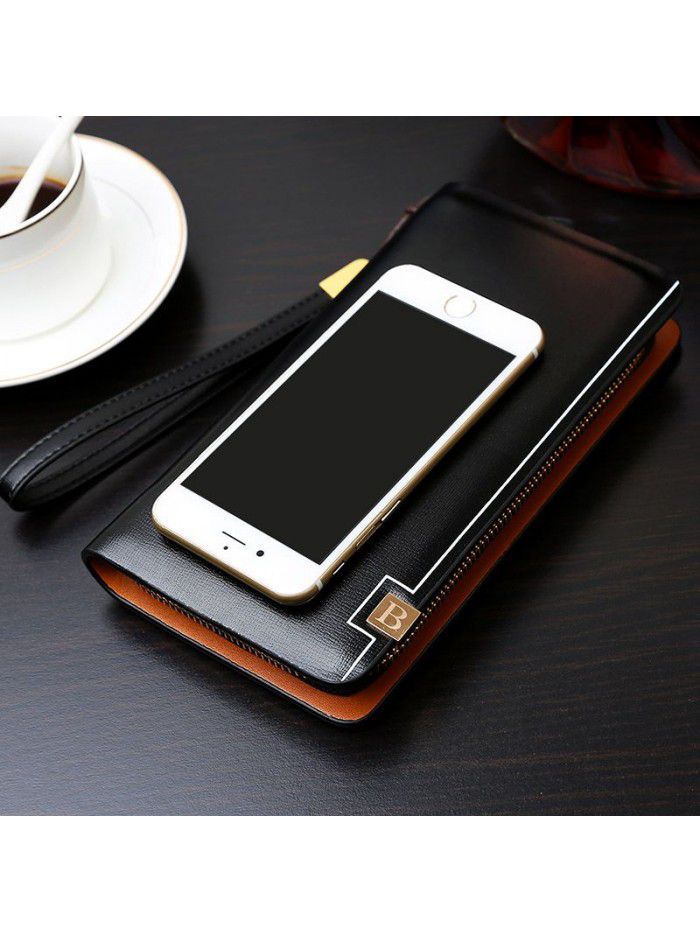 Cross border new Korean wallet men's single zipper handbag multi-functional men's bag mobile phone bag spot manufacturers wholesale