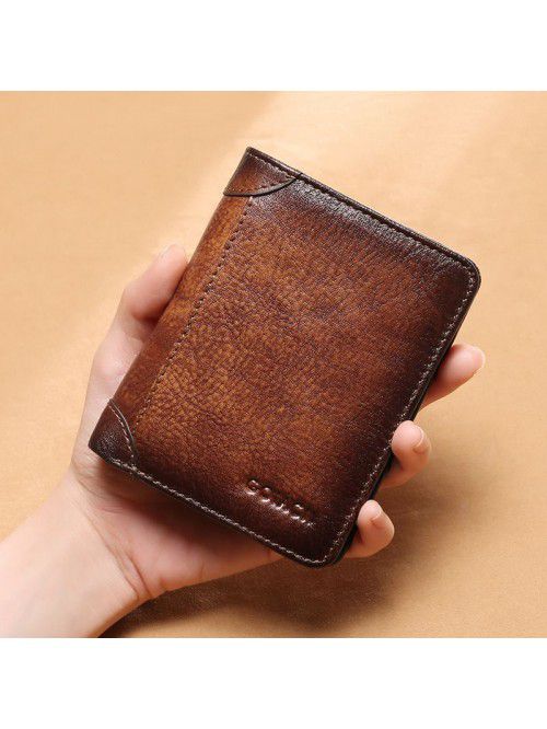  new men's wallet leather short men's wallet multi...