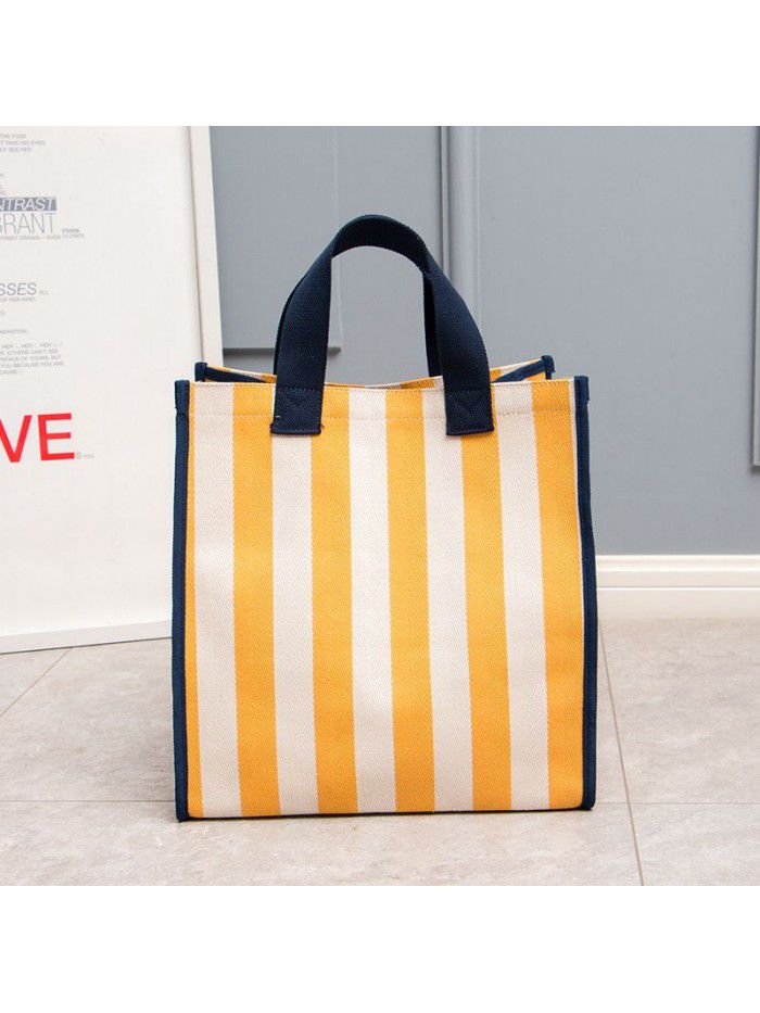 Korean literature and art small fresh stripe Shopping Bag Canvas hand bag shopping bag computer bag